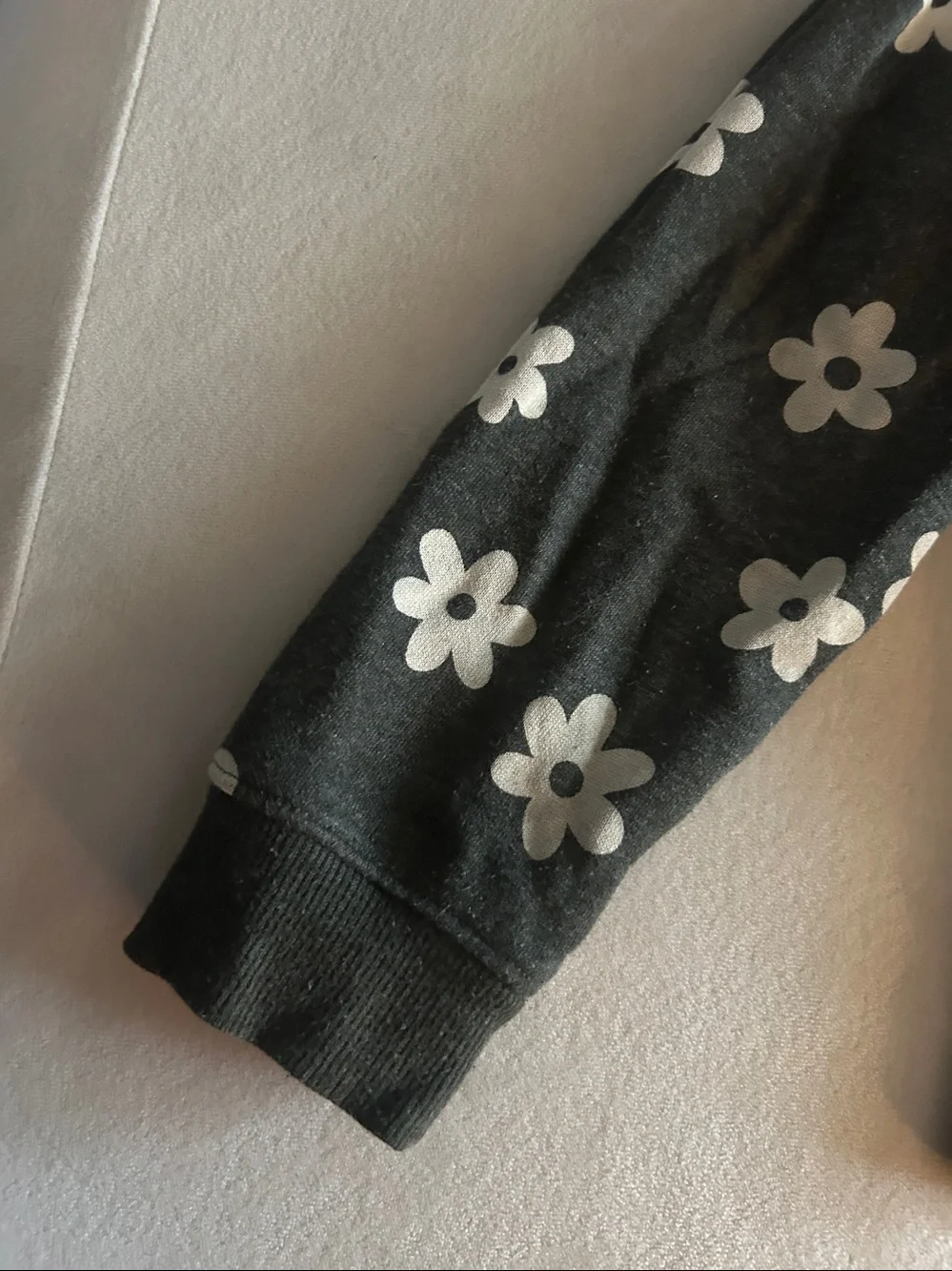 Cat & Jack Black Zip-Up Hoodie with White Daisy Print